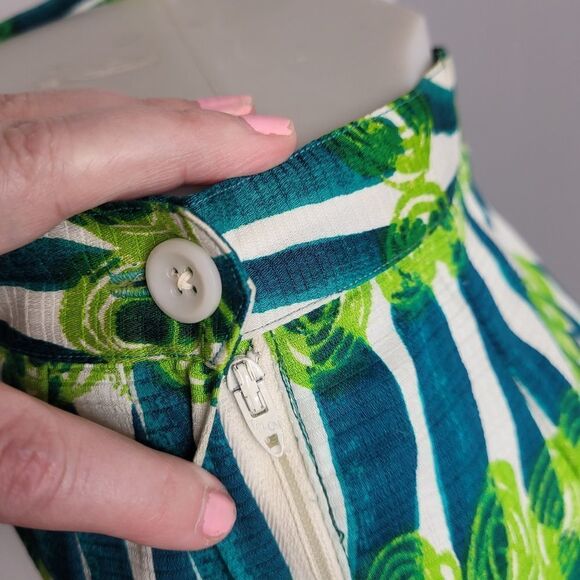 VINTAGE 60s pants Tat Saunders‎ abstract blue and green high waist S - Picture 3 of 13